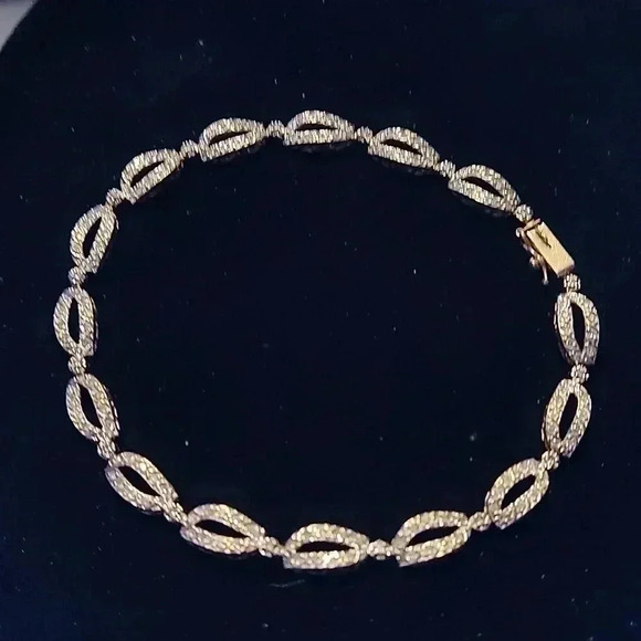 8" 14k Gold Unisex Diamond Bracelet - Picture 1 of 6